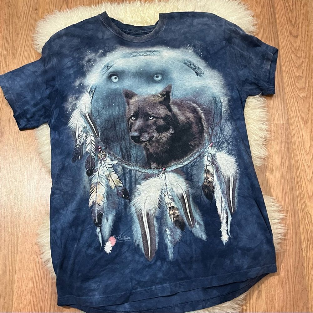 The Mountain Wolf Dreamcatcher Dark Blue Tie Dye T-shirt M